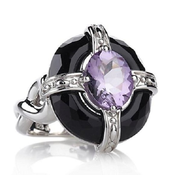 Victoria Wieck Amethyst & Black Onyx Ring - Picture 3 of 4